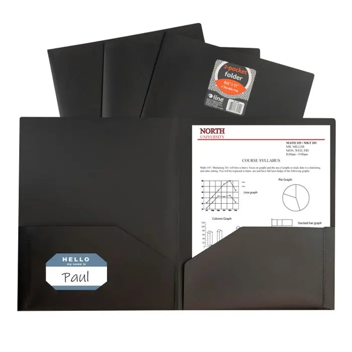 C-Line Poly 2-Pocket Portfolio Folder, Letter Size, Black, Pack of 25 Latest